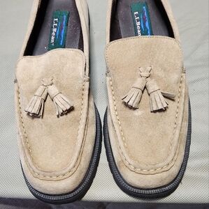 L.L. Bean Men's Beige Suede Tassel Loafers